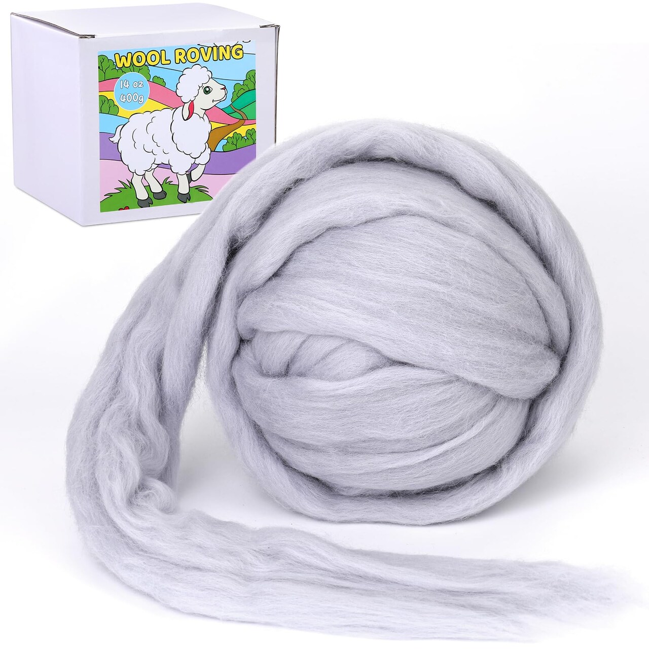 QMNNMA Wool Roving Yarn, Super Wool Chunky Yarn, 14.1oz Wool Felting Supplies